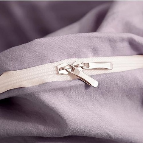 Luna Home Washable Cotton 6 Piece King Size Duvet Cover Plain Design, Plain Lavender Color