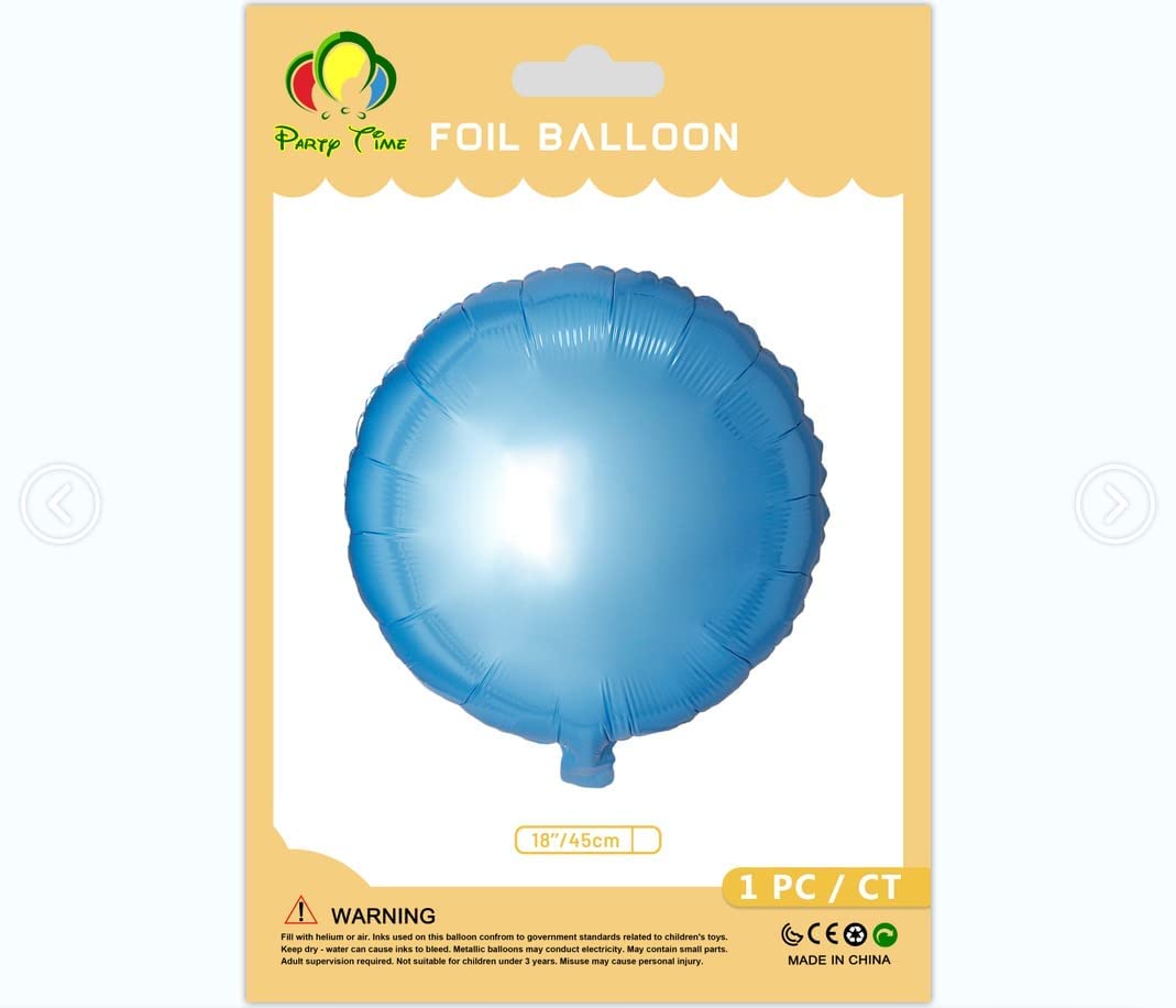 Buy Party Time 1pc 18" Shiny Light Blue Round Shaped Foil Mylar ...