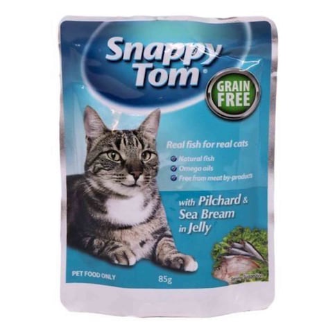 Snappy Tom Real Fish And Grain Free Pilchard And Sea Bream In Jelly Cat Food 85g
