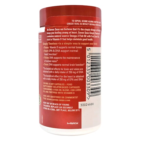 Seven Seas Omega-3 Fish Oil Plus Cod Liver Oil 120 Capsules