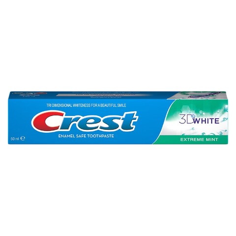 CREST 3D WHITE ENAMEL SAFE TOOTHPASTE WITH EXTREME MINT 50ML