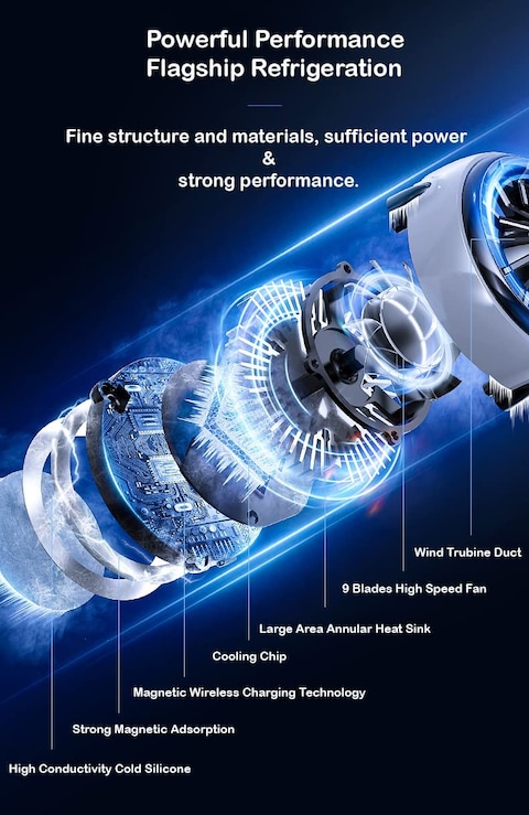 Memo Magnetic Semiconductor Mobile Phone Cooler Fan With Wireless Charger instant Cooling Mobile For Gaming And Live Video