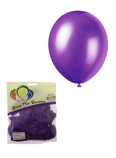 25-Piece 12inch Metallic Purple High-Quality Latex Balloon