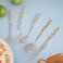 Ramadan Design 25-Piece Silverware Set Ceramic Handle ,Flatware Utensil Cutlery Set for 6 each size , Dishwasher Safe-Green and White color