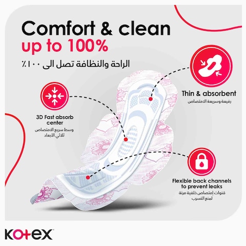 Kotex Ultra Thin Pads Super Size Sanitary Pads with Wings 16 Sanitary Pads