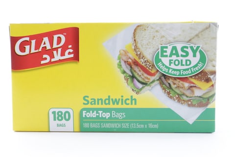 GLAD SANDWICH FOLD TOP BAGS  13.5CMX16CM  X180