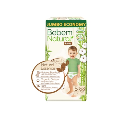 Bebem Natural Junior Baby Pants Diapers - 58 Pieces