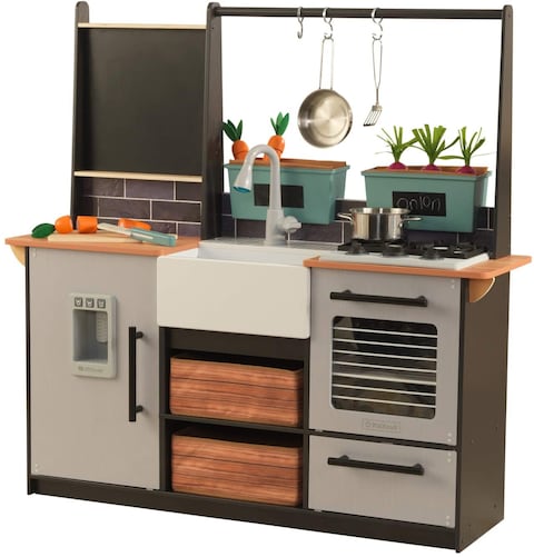 Kidkraft Wooden Farm To Table Play Kitchen With Ez Kraft Assembly, Lights &amp; Sounds, Ice Maker And 18 Accessories, Gift For Ages 3+