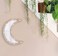 Wooden Crescent Moon Ramadan Decorative Mirror with LED Lights 30x22cm