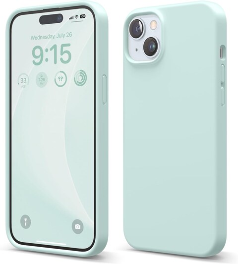 elago Liquid Silicone for iPhone 15 Plus case cover Full Body Protection, Shockproof, Slim, Anti-Scratch Soft Microfiber Lining - Mint