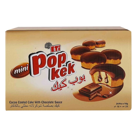 ETI Popkek Mini Chocolate Sauce Cocoa Coated Cake 18g x 24 Pieces