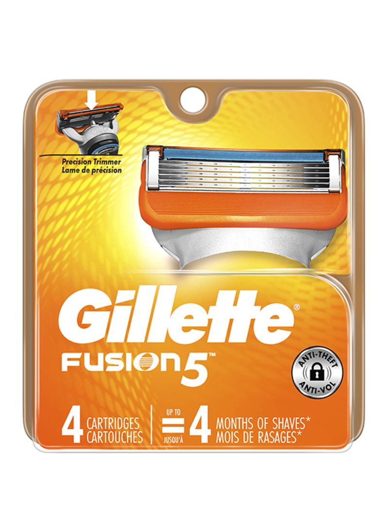 Buy Gillette Fusion5 Razor Blades Orange/Silver Online | Carrefour UAE
