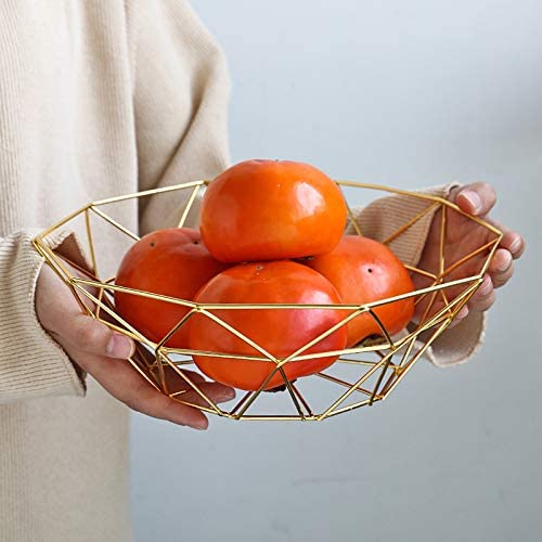 Aiwanto Fruit Bowl Fruit Basket Fruit Storage Basket Storage Box Fruit Tray for Dinning Table Gold