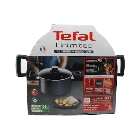 Tefal G6 Unlimited Casserole With Lid G2554672 Black 24cm