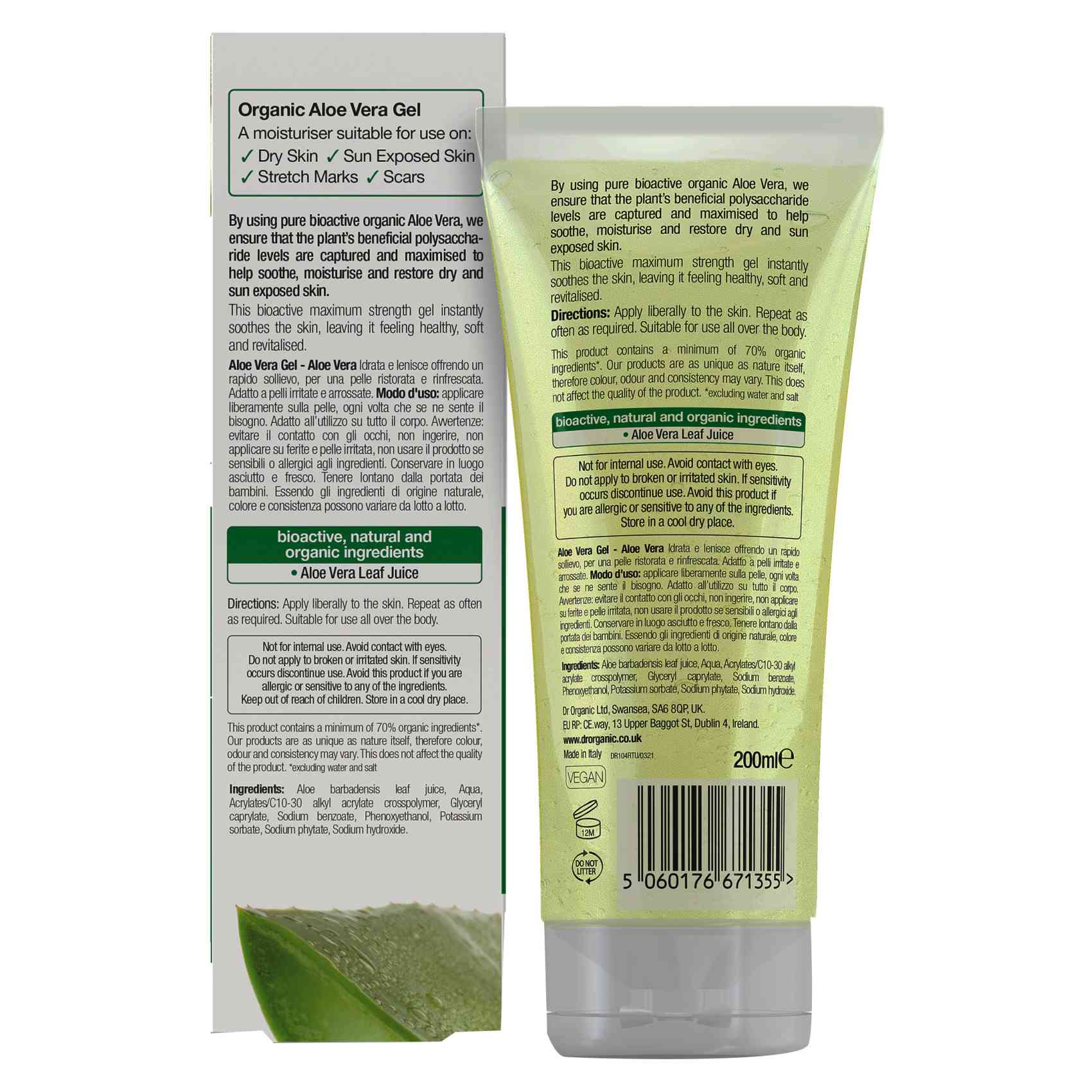 Dr.Organic Bioactive Skincare Organic Aloe Vera Maximum Strength Gel Green 200ml