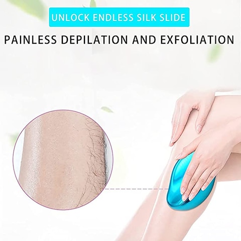 Showay Hairo Crystal Hair Eraser Stone for Women and Men, Magic Crystal Hair Remover, Painless Exfoliating Crystal Hair Removal for Body Legs Arms Back Blue, 1 Count (Pack of 1)