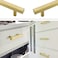 Goldenwarm 5In(128mm) Cabinet Pulls Gold Hardware Knobs 5Pack, Ls1212Gd128 Brushed Brass Square T Bar Drawer Kitchen
