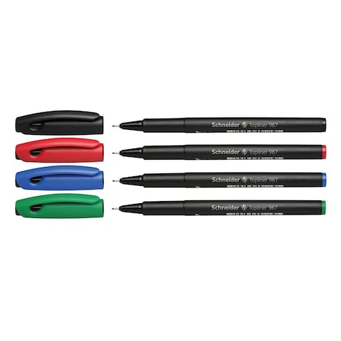 Schneider Topliner 967 Fineliner Pens - 4 Pens - Multi Colors