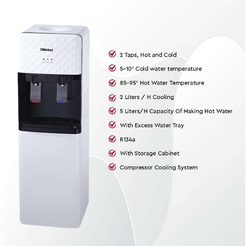 Nobel 2 Tap Free Standing Water Dispenser Cabinet With Hot &amp; Cold NWD1602