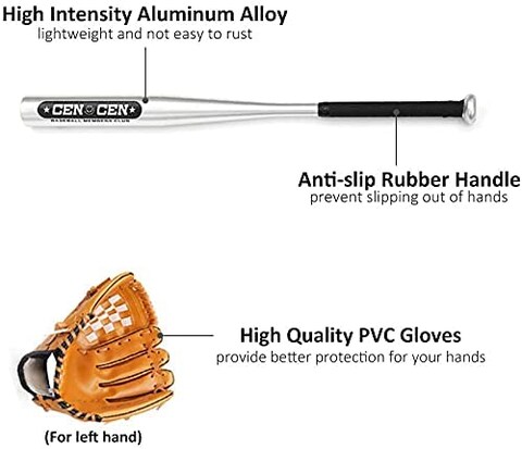 ULTIMAX Baseball bat with Lightweight Aluminum Alloy Baseball Bat and Glove, Teens Baseballs Set with Ball Carry Bag Safe &amp; Durable Ideal Gift Choice for all Player Baseball Gloves 30in-Silver