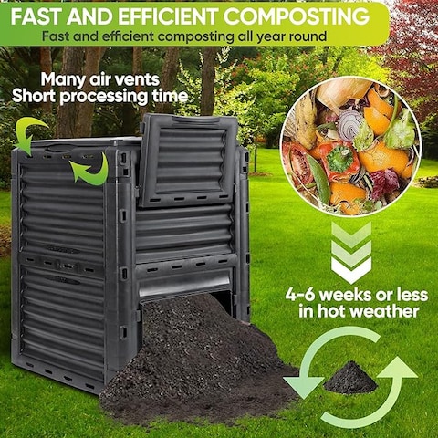 Egardenkart Compost Bin 300 Litre Garden Composter Bin Composting Waste Box Recycling Eco Storage.