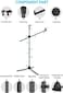 Mike Music Microphone Stand, Upgraded Mic Stand With Dual Mic Clip Holders Adjustable Collapsible Tripod Boom Stands (M2)