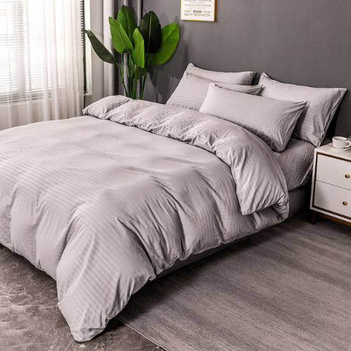 Deals For Less Luna Home - Without filler 6 pieces king size,  Striped plain grey color design, Bedding Set