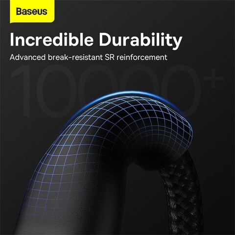 Baseus 100W Flash Series II Two-for-Three Fast Charging USB Type C Data Cable Compatible For iPhone 15/14/13/12/11 Series/MacBook/iPad/Samsung/Huawei And More 1.2 m Length, Black