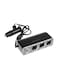 Generic - USB Car Charger With Triple Lighter Socket Black