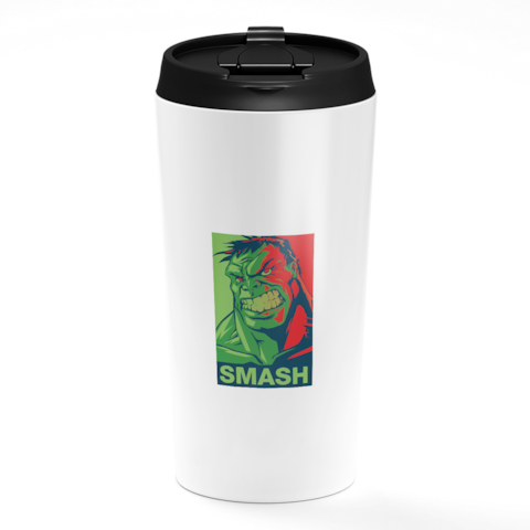 Loud Universe - Hulk Avengers White Travel Tumbler Hulk Smash Retro Comic Hulk Stainless Steel Tumbler with Black Sip Lid