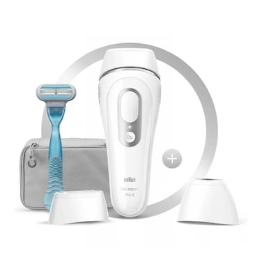 ماكينة إزالة الشعر براون IPL سيلك إكسبرت بالليزر - أبيض/ فضي - PL3121