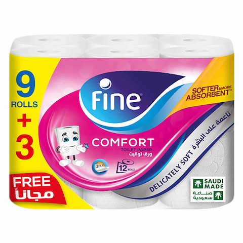 Buy Fine Extra Soft Toilet Rolls 9 Rolls + 3 Free in Saudi Arabia