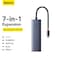 Baseus USB-C Hub 7-in-1 with 4K HDMI, 100W Power Delivery, RJ45 Ethernet, 2 USB-A 3.0, 5Gbps Data Ports, micro SD Card Reader, for Air MacBook Pro XPS, Huawei MateBook other Type-C port devices Grey