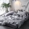LUNA HOME Single size 4 pieces Bedding Set without filler, Marble Design Grey Color