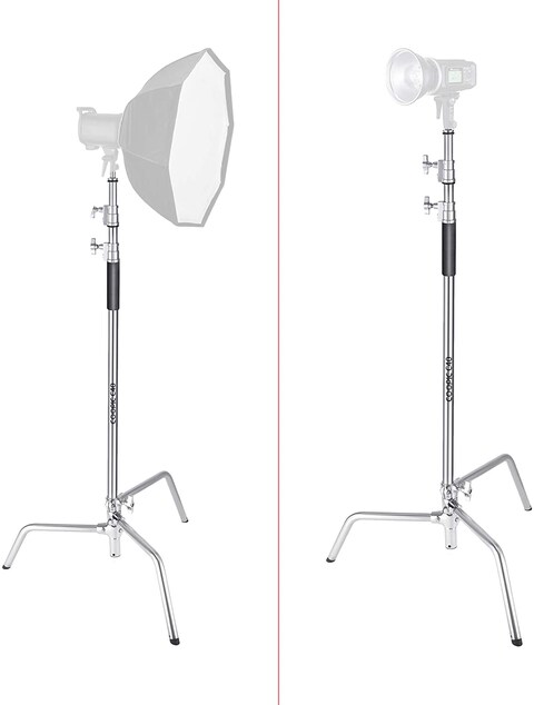 Coopic C40 Stainless Steel Heavy Duty C-Stand 1.5 Meters To 3 Meters Adjustable Tripod With Turtle Base For Sturdy Photographic Studio Strobe Light Reflector Umbrella LED Light
