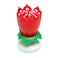 Party Time Red Romantic Flower Musical Candles Happy Birthday Musical Candle Cake Topper - Cake Decoration