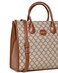 AMICA Valentina Top Handle Monogram Print Canvas - Leather Trim with Detachable Strap in Chocolate Brown / Tan
