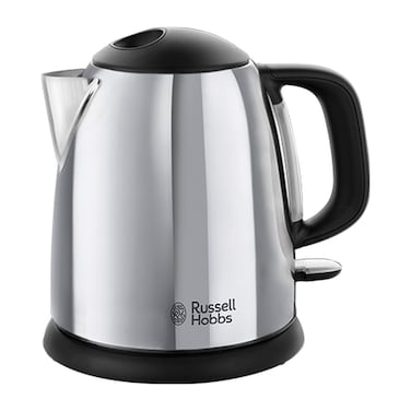 Russell Hobbs Victory Classic Compact Electric Kettle 24990GCC, 2200 W, 1 L, Silver and Black, Stainless Steel, Cordless
