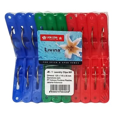 Lion Star Plastic Laundry Clips Multicolour 12 PCS