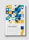 Lowha Spiral Notebook With 60 Sheets And Hard Paper Covers With Flat Mosiac Design, For Jotting Notes And Reminders, For Work, University, School