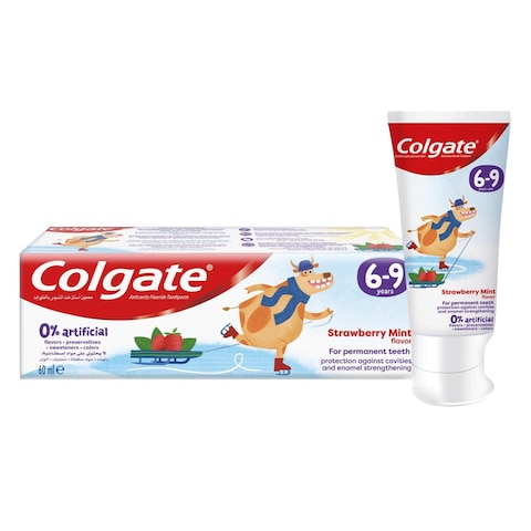 Colgate 0 % Artificial Strawberry Mint Flavour Fluoride Free Kids Toothpaste For 6 To 9 Years 60ml