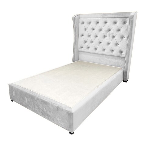 In House Lychee Velvet Bed Frame - Queen - 200x140 cm - White