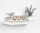 LOVE Light Up Sign Rope Writing White Wood with Yellow LED Lights Valentine&rsquo;s Gift 30x13cm