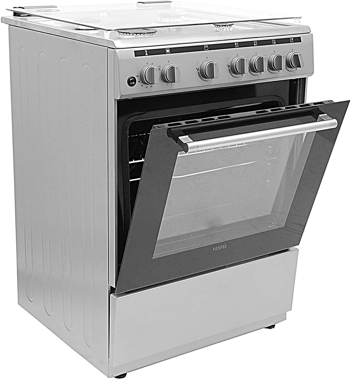 Vestel 4 Burners Gas Cooker With Grill Size (60 X 60) cm White Model F66G40X