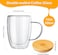 Double Wall Glass Coffee Mugs,Insulated Clear Borosilicate Glasses Cup With Handle Juice Milk Tea Cups For Gifts 350ml