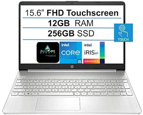 HP 15.6&quot; FHD IPS Touchscreen Laptop, 11th Gen Intel Quad-Core i5-1135G7 (Up to 4.2GHz, Beat i7-10710U), 12GB RAM, 256GB SSD, Webcam, HDMI, USB-C, Wi-Fi, Windows 10 Home+ AllyFlex MP