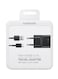 Samsung - 3-Pin Fast-Charging Travel Adapter With Type-C Cable Black