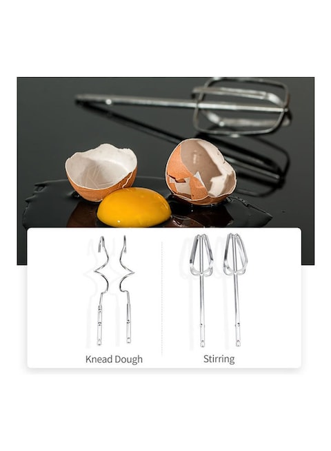Generic 7 Speed Stainless Steel Whisk Automatic Electric Egg Beater With EU Plug 0 L MH1074 - White