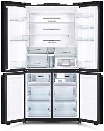 Hitachi 514L Net Capacity Deluxe 4 Door French Door Refrigerator Glass, Mauve Gray, RWB720VUK0GMG