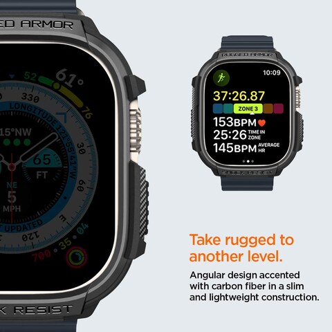 Spigen Rugged Armor designed for Apple Watch Ultra 49mm case cover - Black